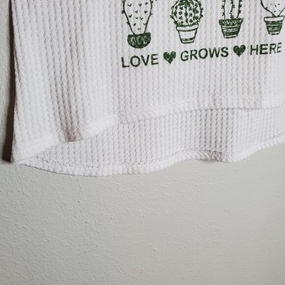 Paper Crane Waffle Knit Cactus Short Sleeve Graphic T-Shirt XS Gardener Plants - Picture 5 of 9